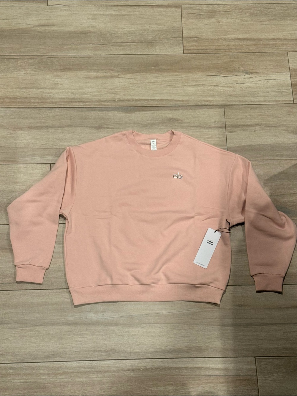 ALO Yoga Men's Crewneck Sweater in Pale Pink